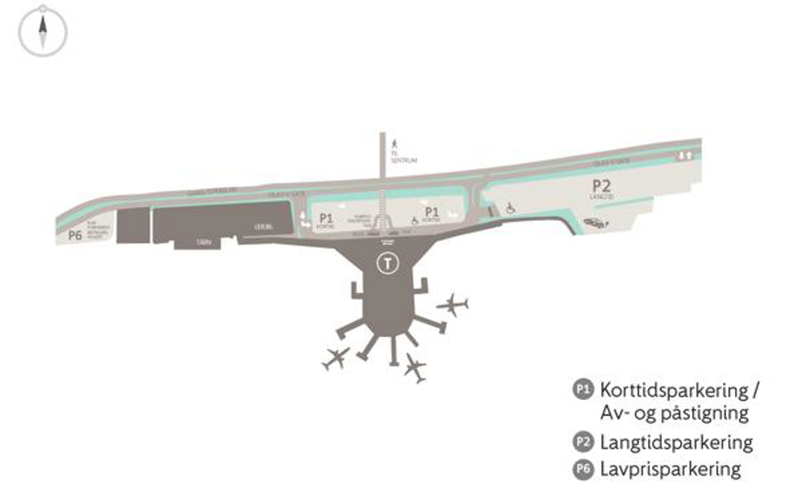 Drawn overview of the parking areas at Bodø Airport