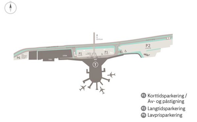 Teikna oversikt over parkeringsområda på bodø lufthamn