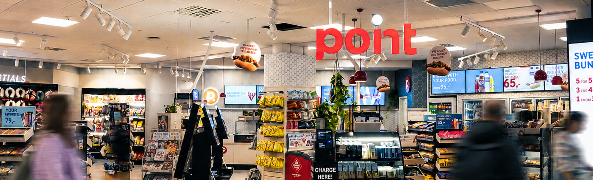 Snopdispenser i butikk med ulike sjokolader