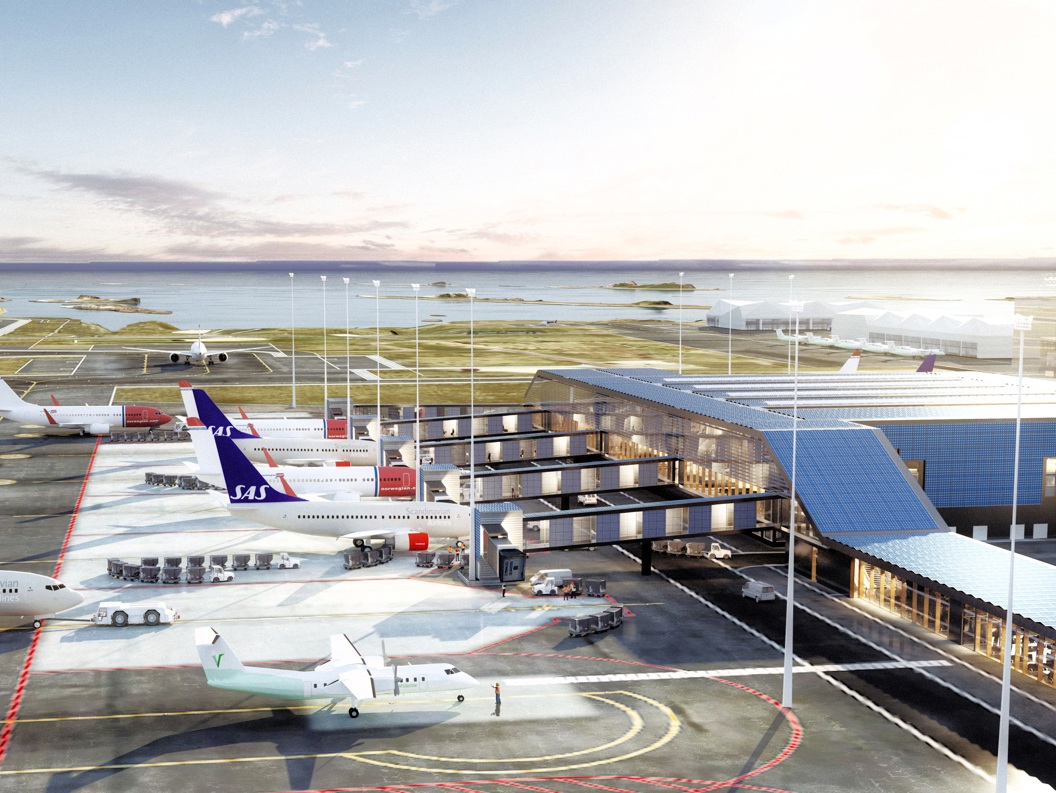 Skissebilde nye Bodø lufthavn - bilde av flyside