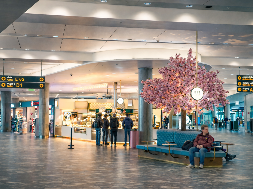 Assortert bakverk med wienerbrød, boller og søte ruller med frukt- og vaniljefyll, toppet med melis, merket med "BIT UNION" logo