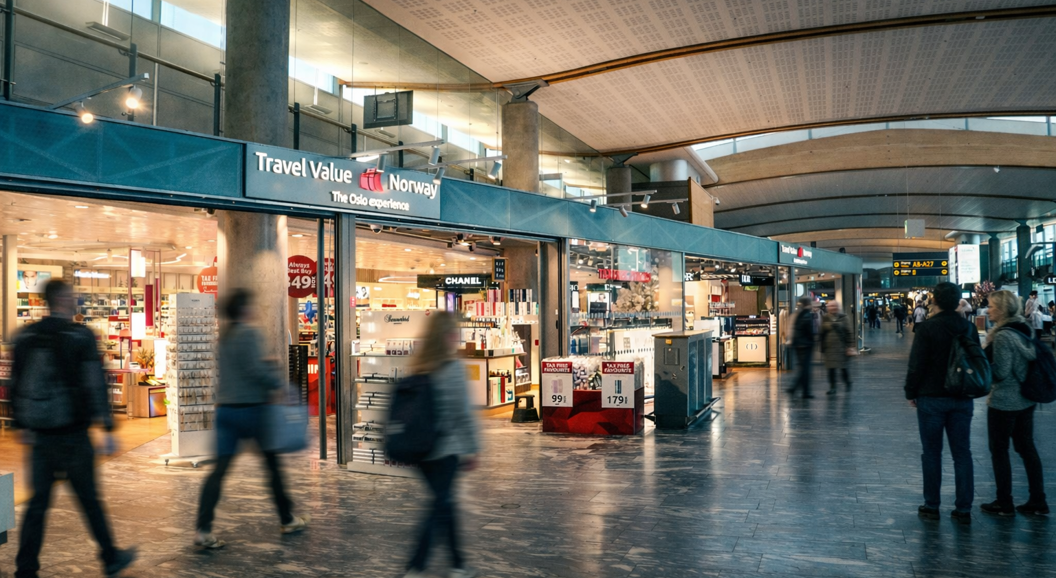 Kvinne smiler mens hun prøver blå solbriller innendørs, med prislappen fortsatt festet